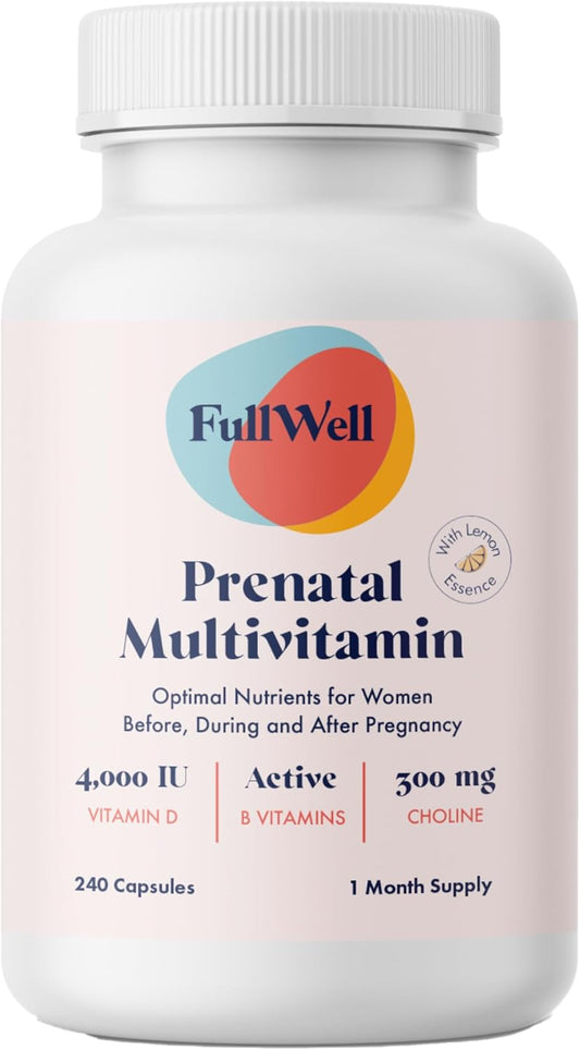 Prenatal Vitamins with Choline, Folate, and Vitamin D for Fetal Growth and Brain Development - 26 Essential Nutrients - Dietitian-Formulated - OBGYN Recommended - Non-GMO - 30 Servings