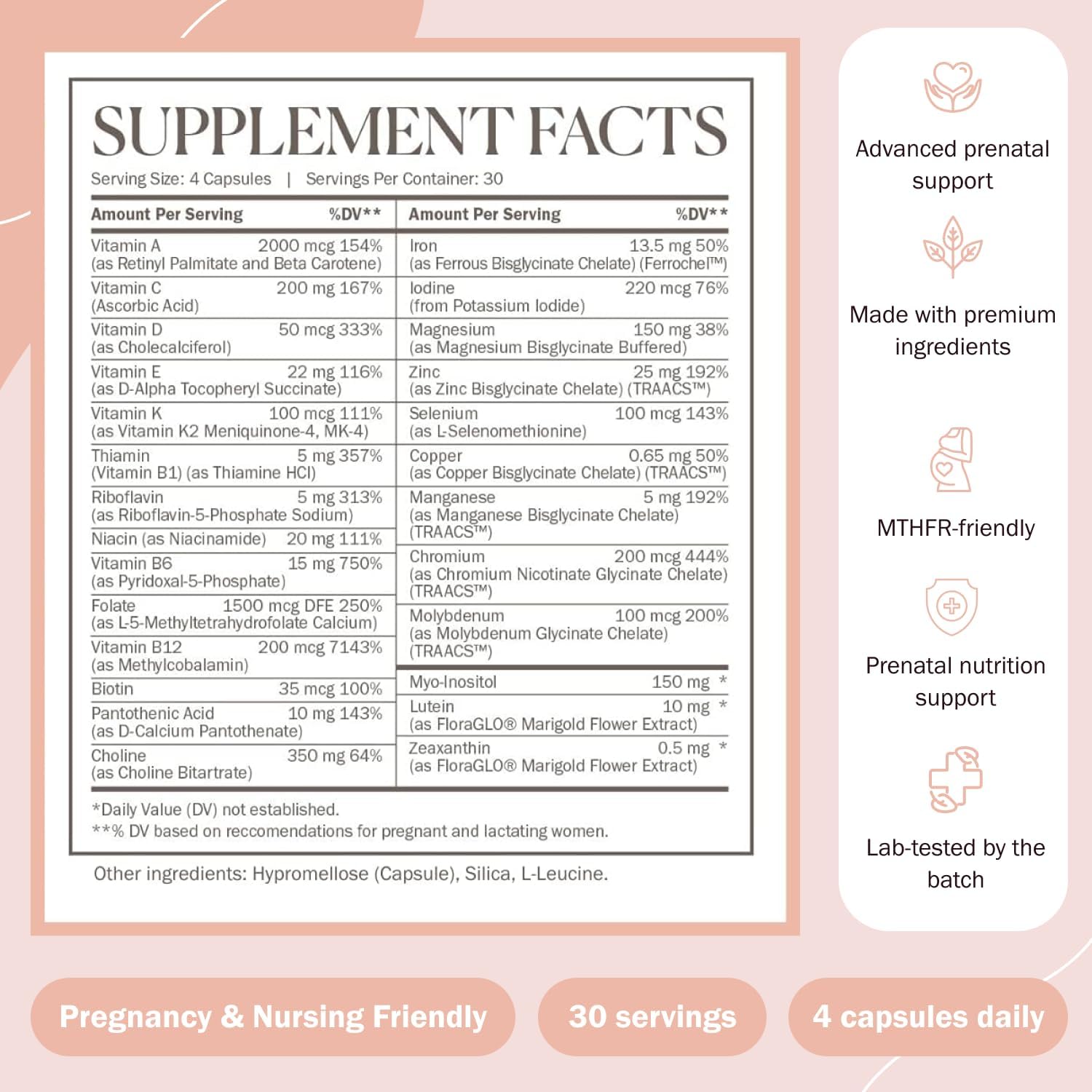 Prenatal Vitamins with Methylfolate, Choline, and Zinc for Mom & Baby Nutrition - 120 Capsules - BoostGo Australia