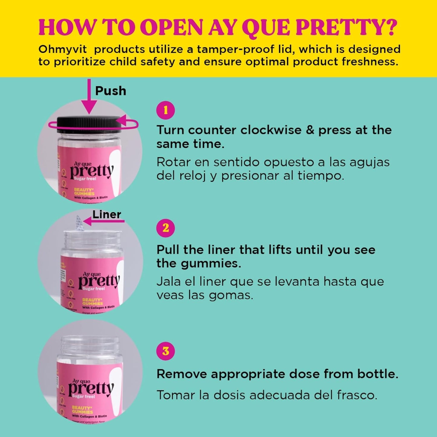 Pretty Gummy Hair, Skin, and Nails Supplement with Biotin & Collagen - Orange & Watermelon Flavor - 60 Count for Adults