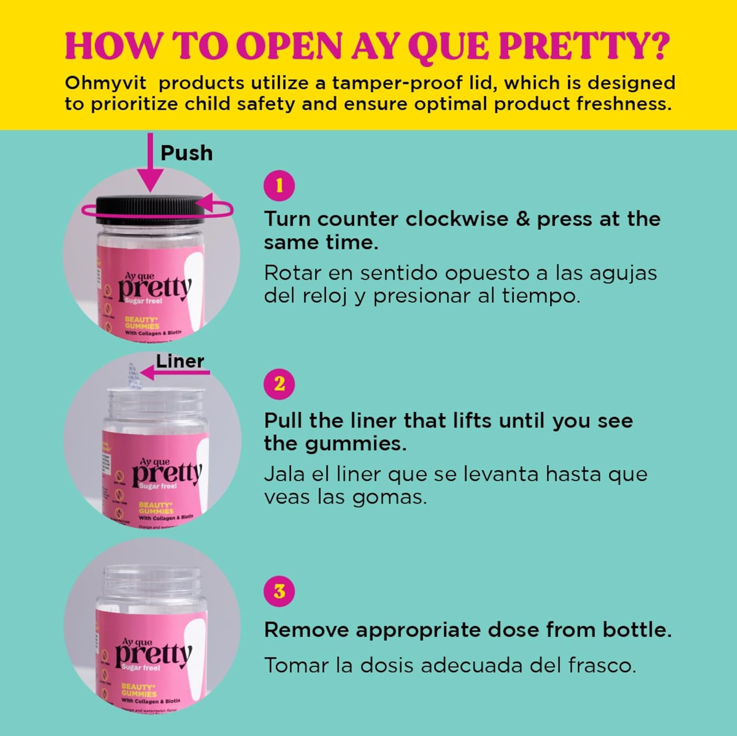 Pretty Gummy Hair, Skin, and Nails Supplement with Biotin & Collagen - Orange & Watermelon Flavor - 60 Count for Adults