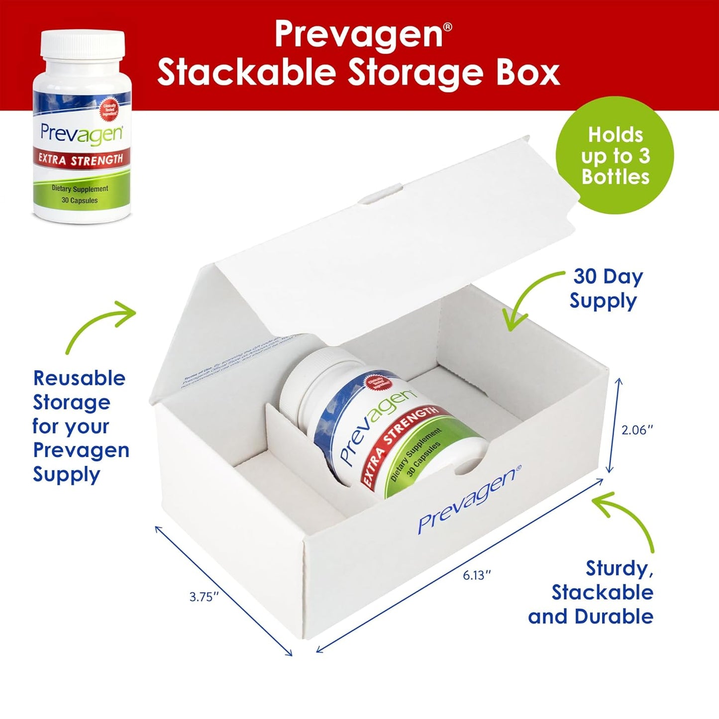 Prevagen Extra Strength 20mg Capsules with Apoaequorin & Vitamin D in Stackable Storage Box - 30 Count