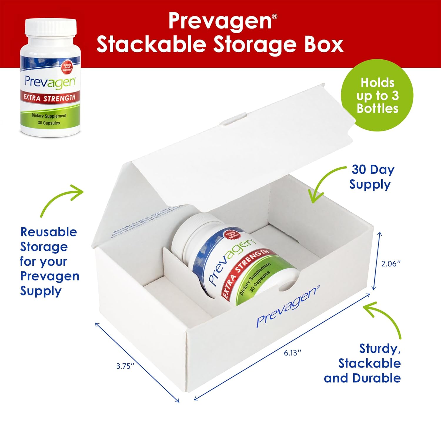 Prevagen Extra Strength 20mg Capsules with Apoaequorin & Vitamin D in Stackable Storage Box - 30 Count