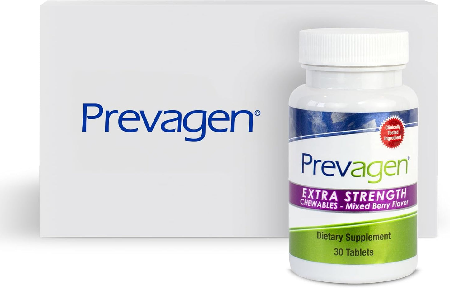 Prevagen Extra Strength Chewables 20mg Mixed Berry - 30 Count - Apoaequorin & Vitamin D - Stackable Storage Box