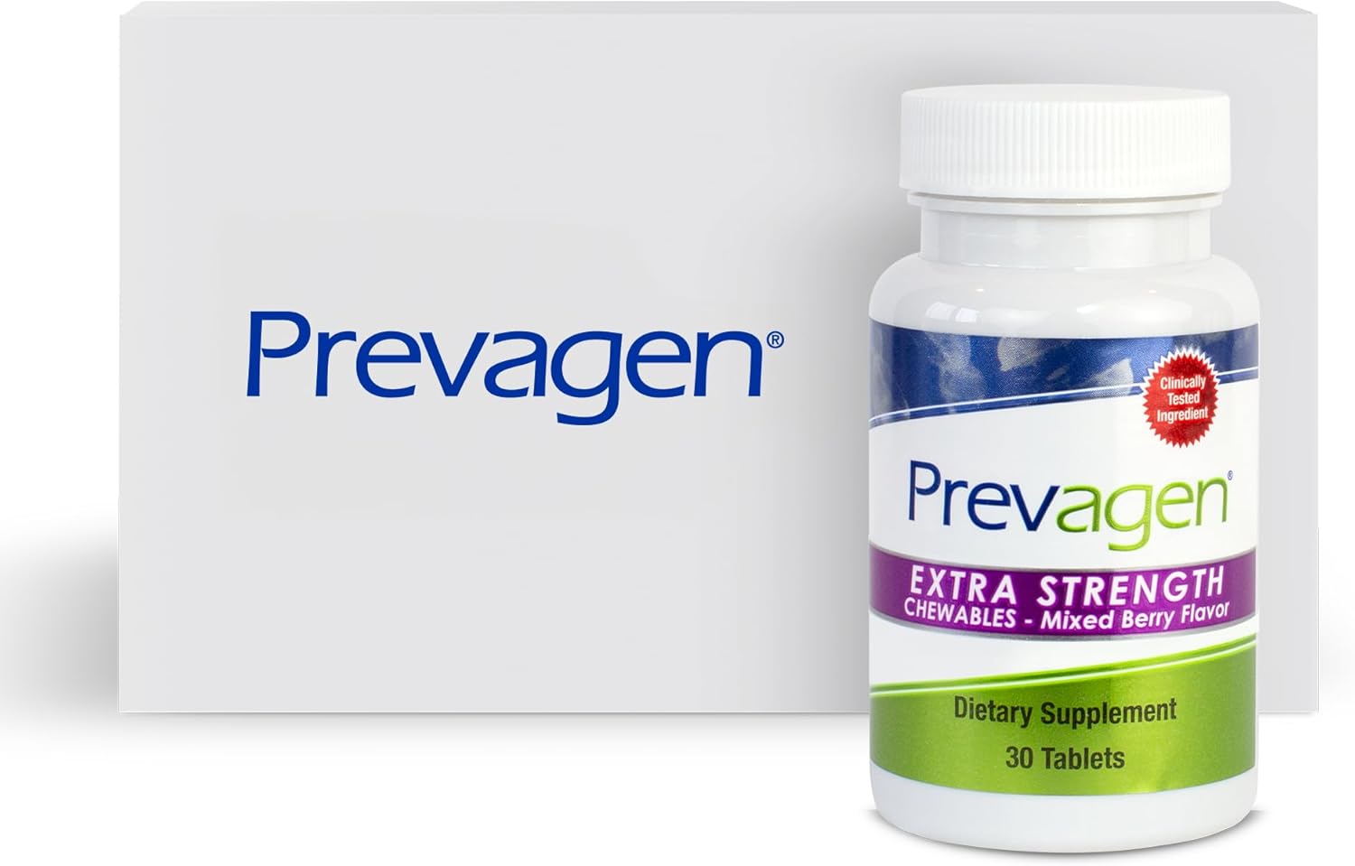 Prevagen Extra Strength Chewables 20mg Mixed Berry - 30 Count - Apoaequorin & Vitamin D - Stackable Storage Box
