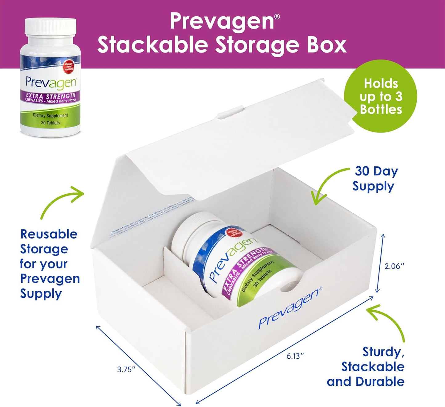 Prevagen Extra Strength Chewables 20mg Mixed Berry - 30 Count - Apoaequorin & Vitamin D - Stackable Storage Box