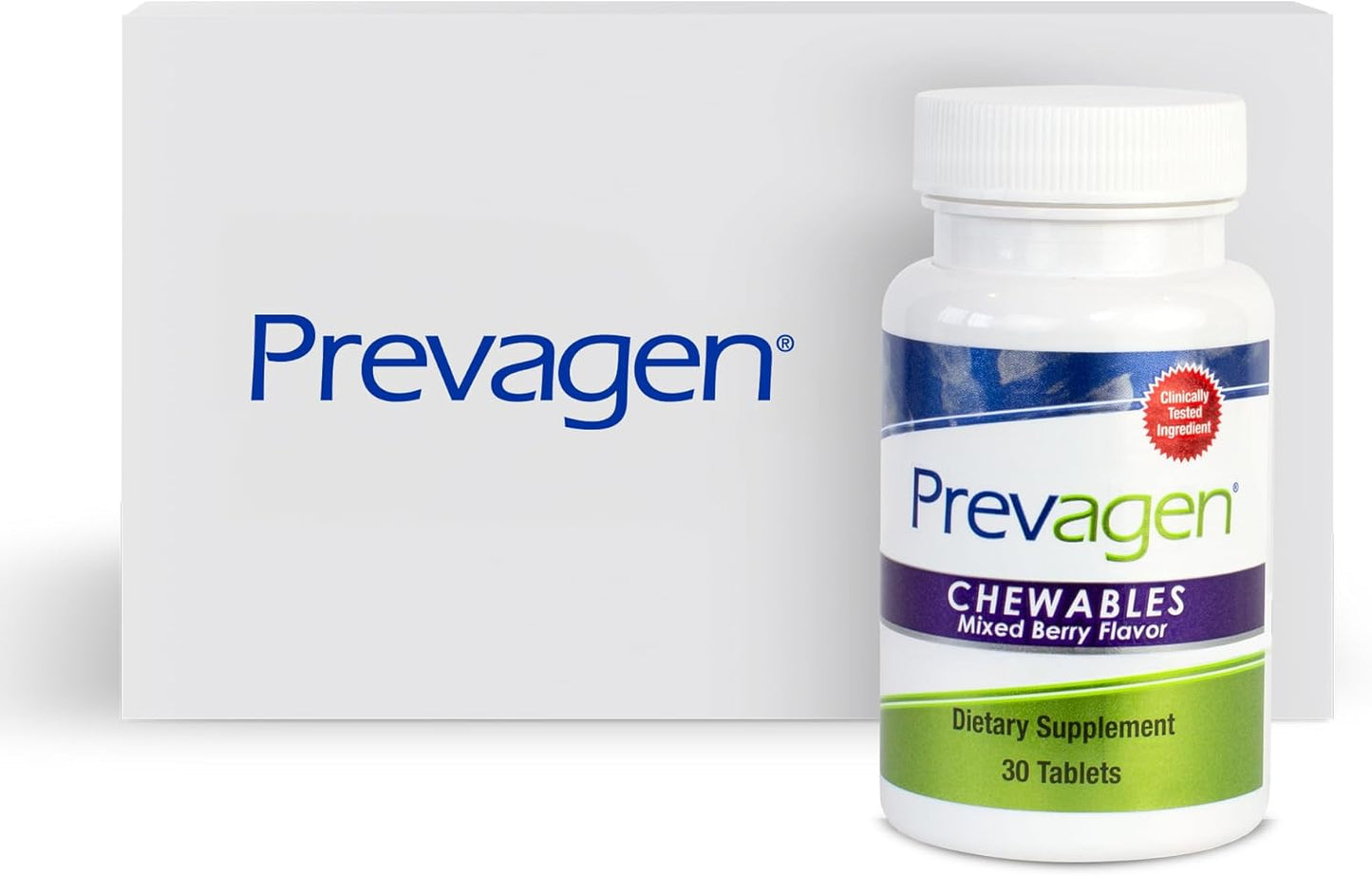 Prevagen Mixed Berry Chewables 10mg with Apoaequorin & Vitamin D - 30 Count in Stackable Storage Box