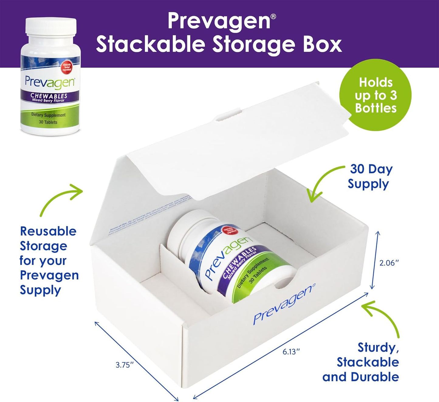 Prevagen Mixed Berry Chewables 10mg with Apoaequorin & Vitamin D - 30 Count in Stackable Storage Box