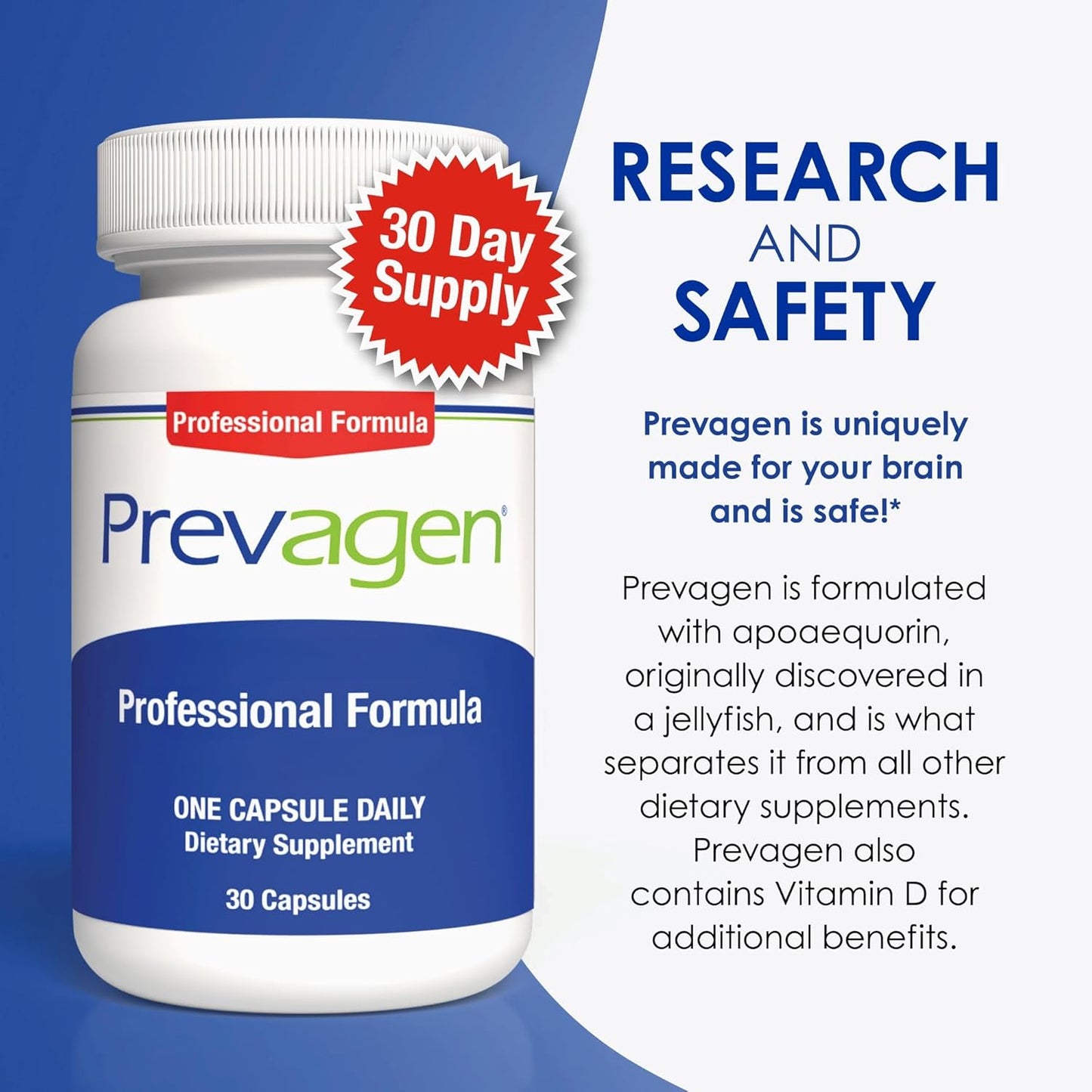 Prevagen Professional Formula 40mg, 30 Capsules |2 Pack| with Apoaequorin & Vitamin D in Stackable Storage Box