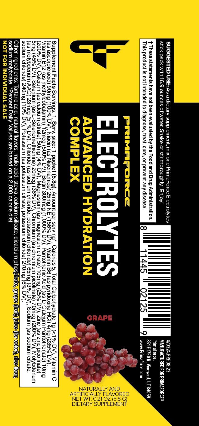 Primaforce Electrolytes Variety Pack - 30 Servings Advanced Hydration Complex Packets