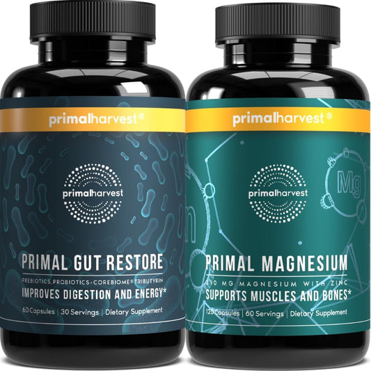 Primal Harvest Gut Restore and Magnesium Supplement Bundle - 180 Capsules