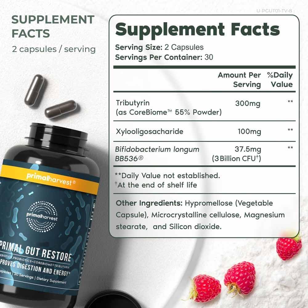 Primal Harvest Gut Restore and Magnesium Supplement Bundle - 180 Capsules