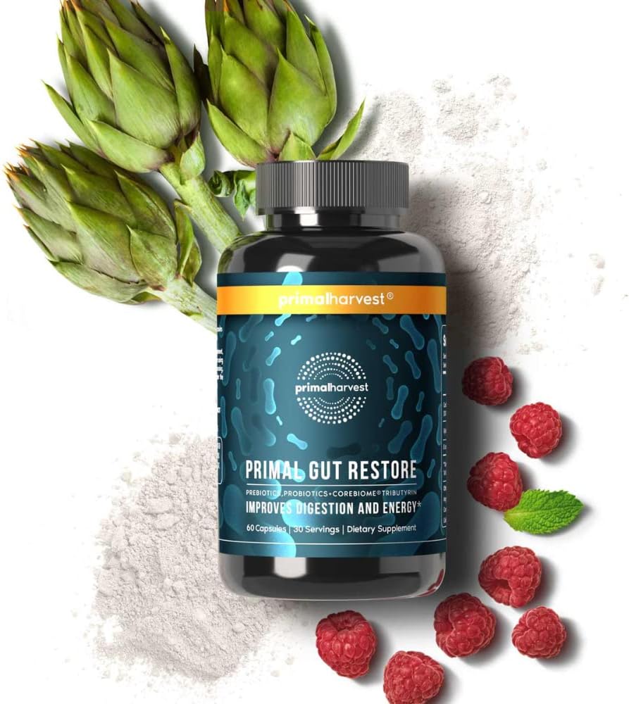 Primal Harvest Gut Restore and Stress Relief Bundle - Ashwagandha Capsules & Colon Cleanse Pills for Men and Women