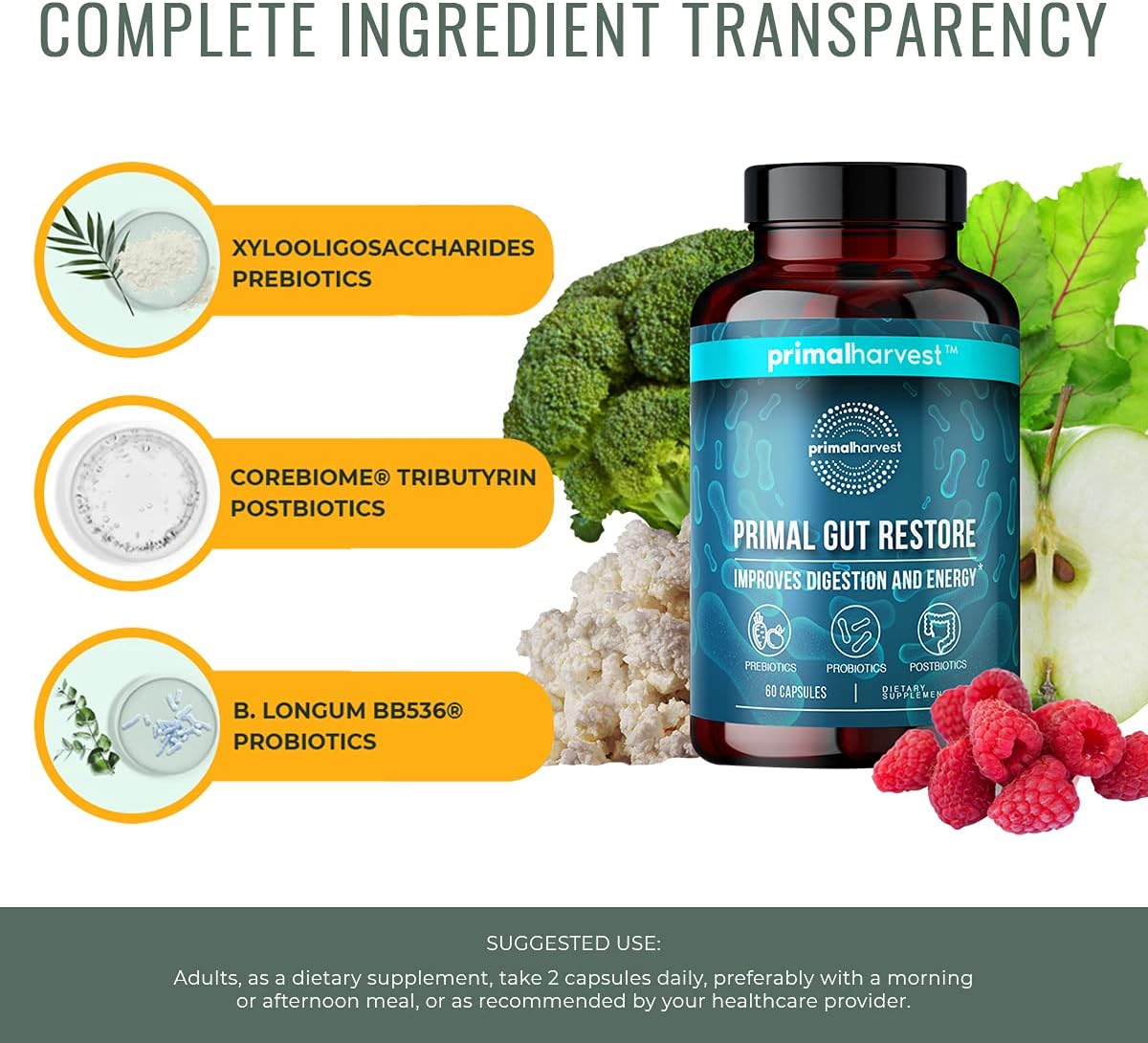 Primal Harvest Gut Restore & Multivitamin Bundle for Women and Men - Multi Vitamin Capsules and Colon Cleanse Pills