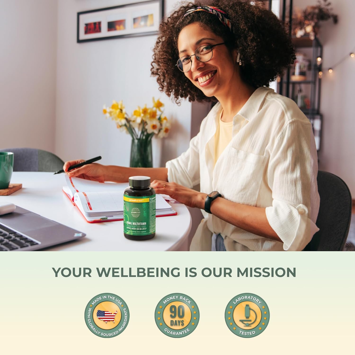 Primal Harvest Multivitamin with Essential Vitamins for Women & Men - A, C, D, E, B12, B6, Biotin, Zinc (30 Caps)