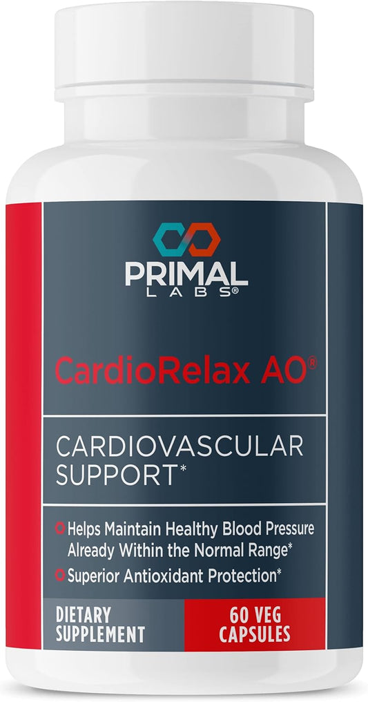 Primal Labs CardioRelax AO - Coenzyme Q10 Formula with Bioperine & Olive Leaf Extract - 60 Capsules