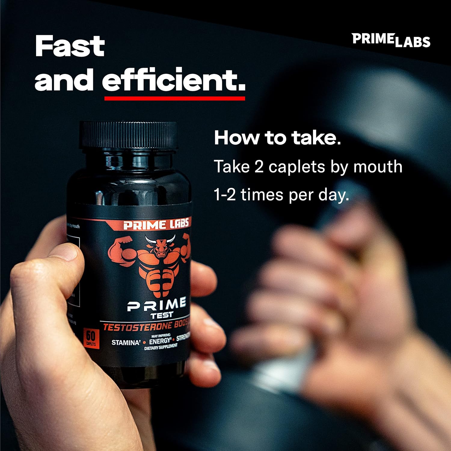 Prime Labs Prime Test 2-Pack with 120 ct Creatine Capsules for Enhanced Performance