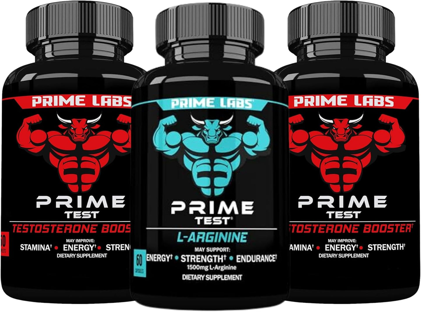 Prime Labs Prime Test (2 Pack) with L Arginine Nitric Oxide - Boost Testosterone and Nitric Oxide Levels (120 Capsules)