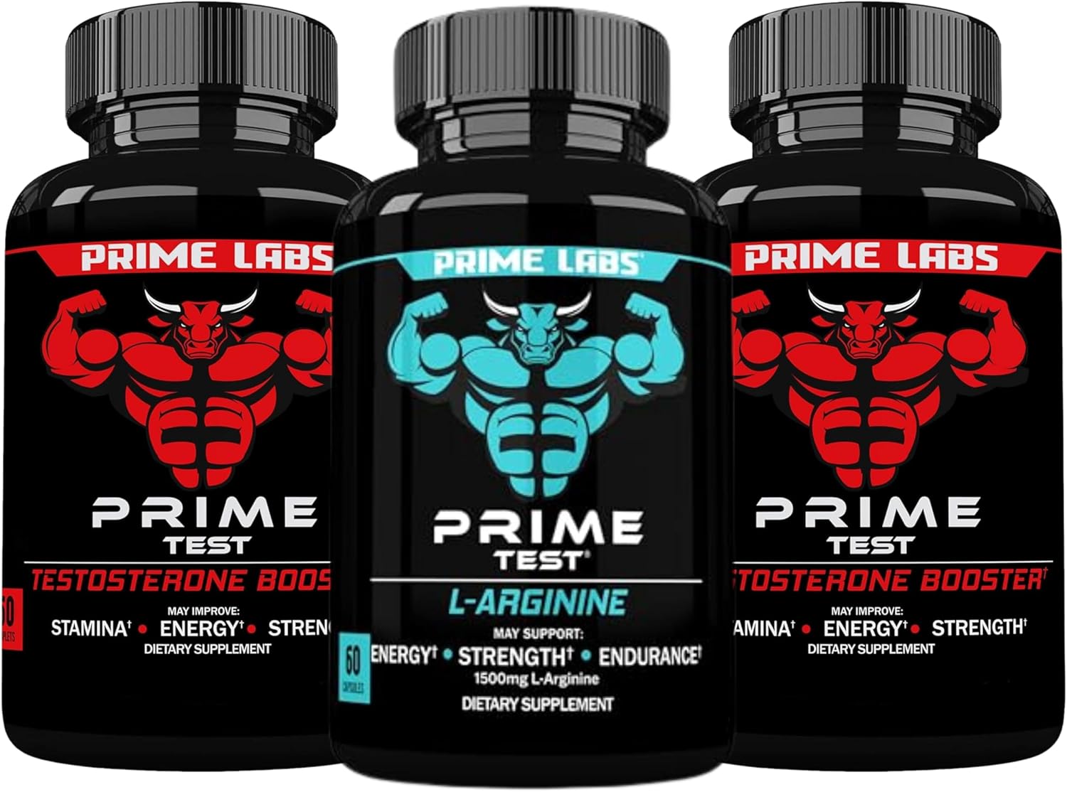 Prime Labs Prime Test (2 Pack) with L Arginine Nitric Oxide - Boost Testosterone and Nitric Oxide Levels (120 Capsules)
