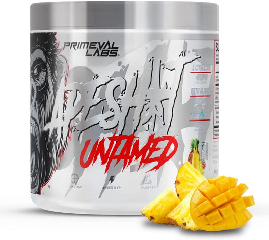 Primeval Labs Ape Untamed Pre Workout Energy Drink Powder - Boost Pumps & Focus with L-Citrulline, Beta Alanine - Mango Pineapple Flavor - 40 Servings