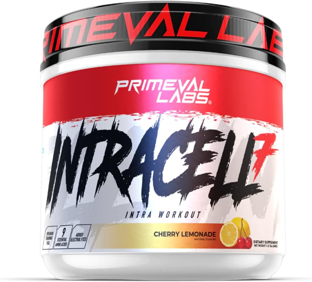 Primeval Labs Intracell 7 Intra Workout Fuel - Electrolytes, Carbs, Amino Acids, Blood Flow Enhancers - 40 Servings - Cherry Lemonade Flavor