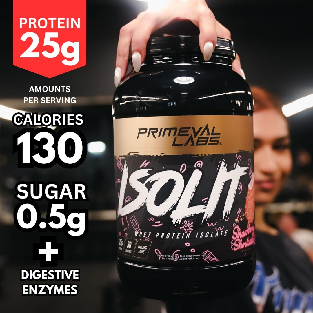 Primeval Labs ISOLIT Whey Protein Powder - 100% Whey Isolate with 25g Protein, BCAAs, Fast Absorption, Easy Digestion - Fruity Cereal Flavor - 2lb