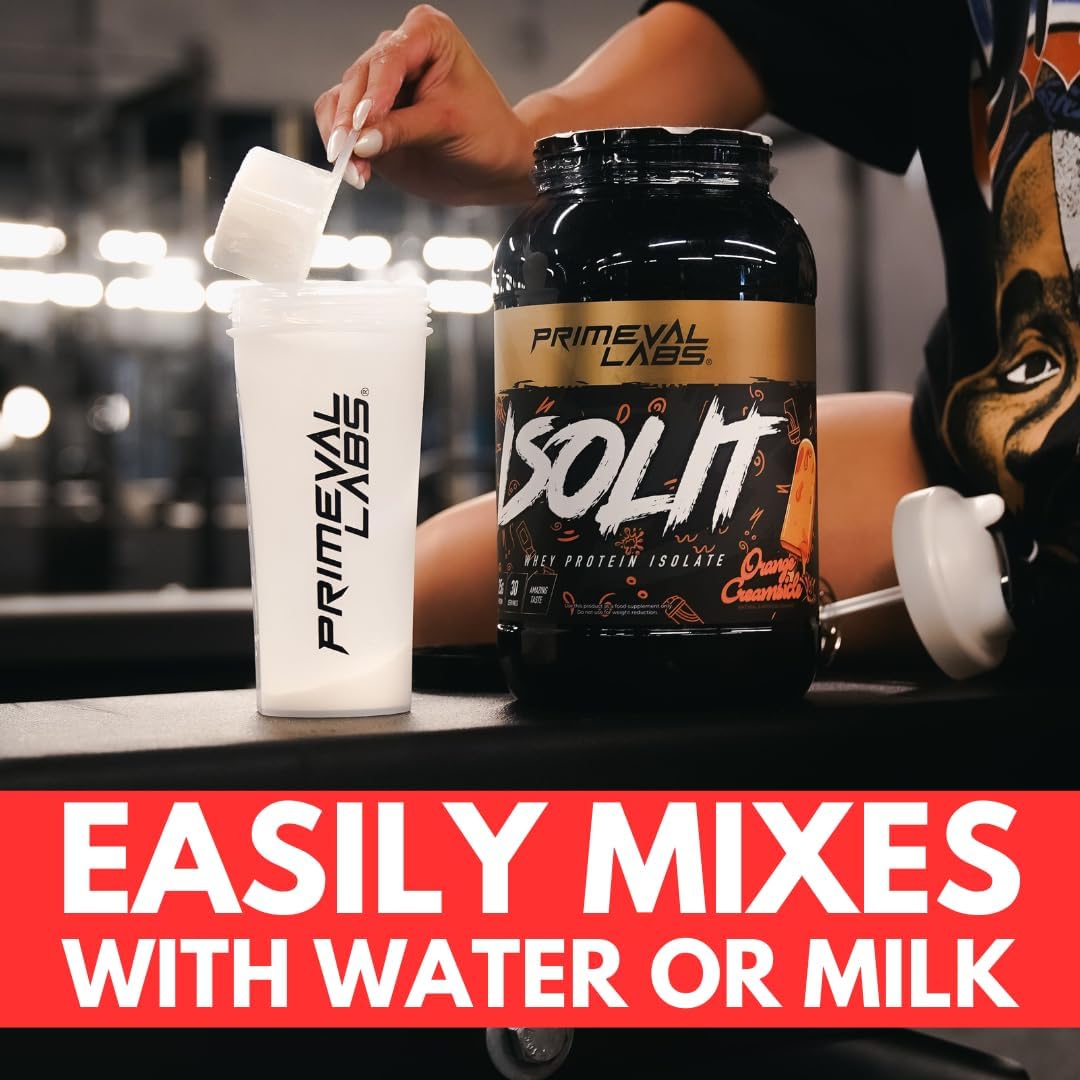 Primeval Labs ISOLIT Whey Protein Powder - 100% Whey Isolate with 25g Protein, BCAAs, Fast Absorption, Easy Digestion - Fruity Cereal Flavor - 2lb