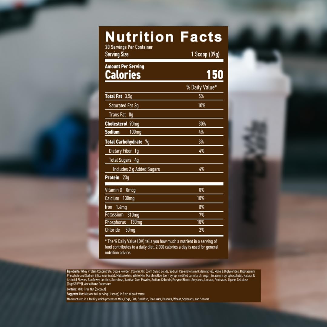 Primeval Labs Whey Protein Concentrate for Muscle Growth & Recovery - Easy to Mix Rocky Road Flavor - 20 Servings