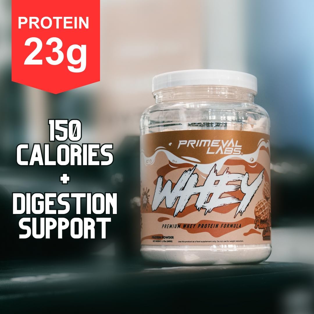 Primeval Labs Whey Protein Concentrate for Muscle Growth & Recovery - Easy to Mix Rocky Road Flavor - 20 Servings