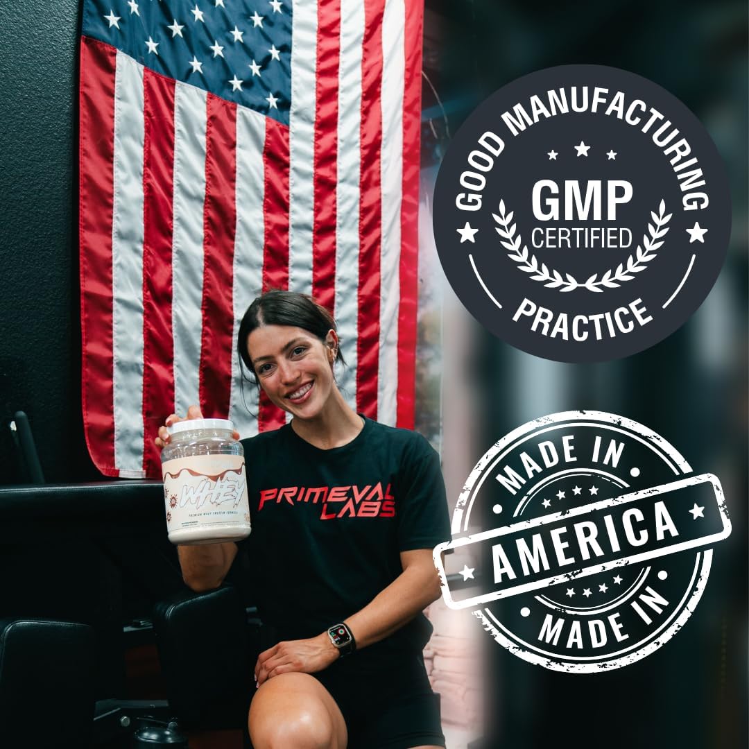 Primeval Labs Whey Protein Concentrate for Muscle Growth & Recovery - Easy to Mix Rocky Road Flavor - 20 Servings