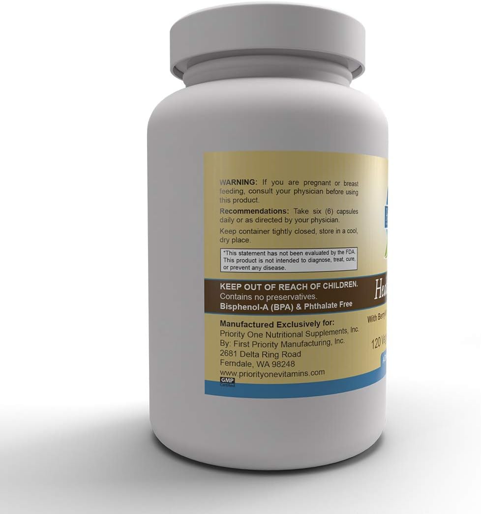 Priority One Vitamins Healthy Heart Support - 120 Vegetarian Capsules for Cardiovascular Health*