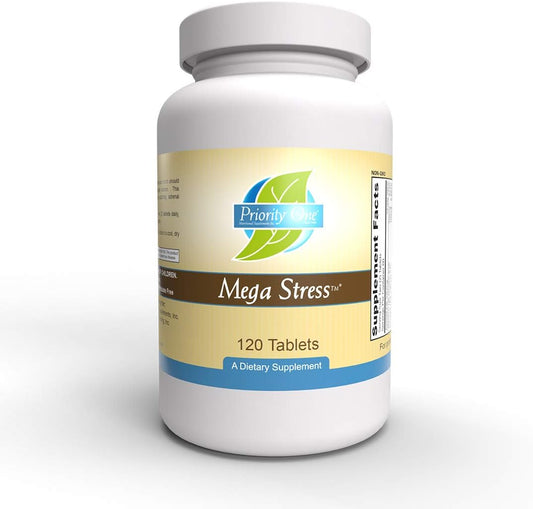 Priority One Vitamins Mega Stress 120 Tablets - B Vitamin Complex with Adrenal Support