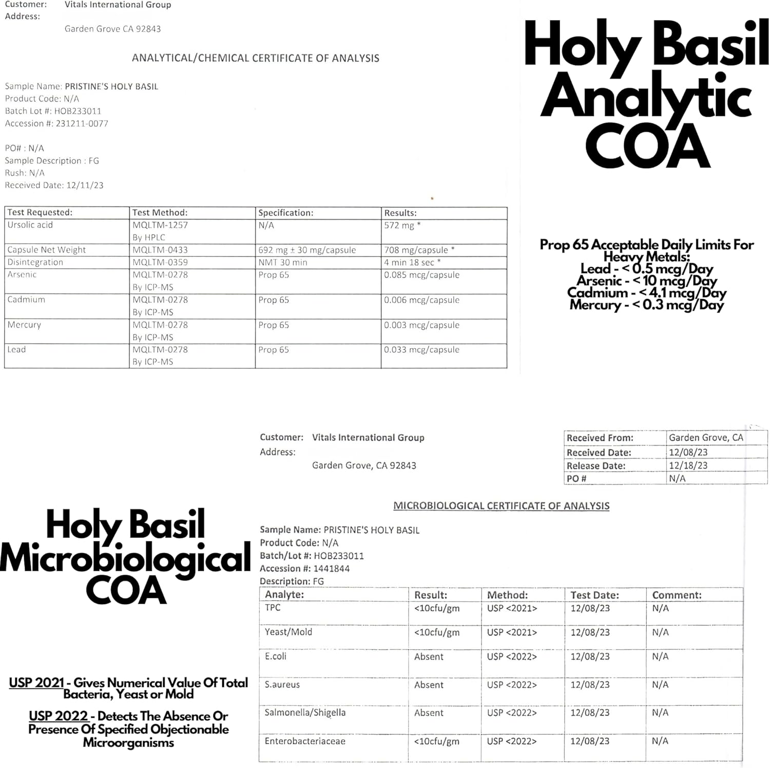 Pristine Holy Basil Leaf Capsules 500MG - Immunity & Relaxation Support - Adaptogen Supplement (3 Pack) - Vegan & Non-GMO - 90 Day Supply