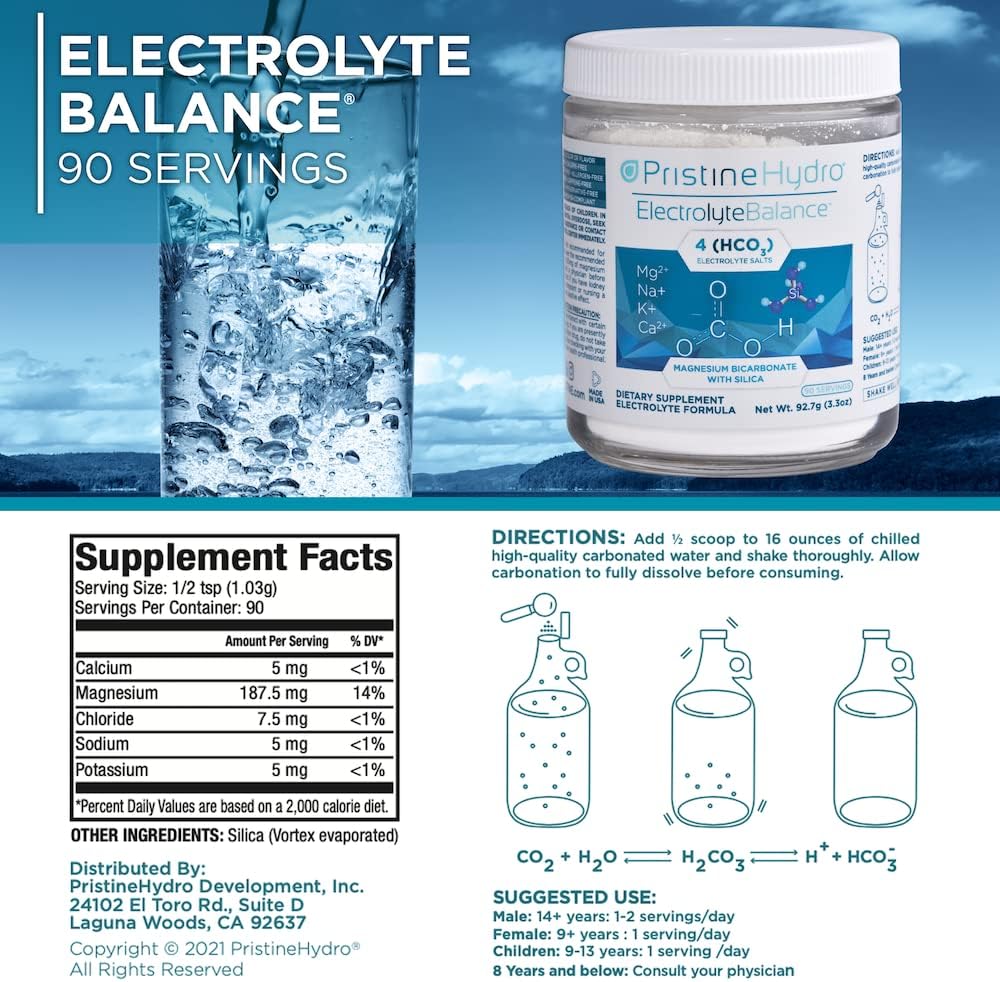 PristineHydro® Magnesium Electrolyte Powder: Replenish Nutrients for Optimal Performance (90 Servings)