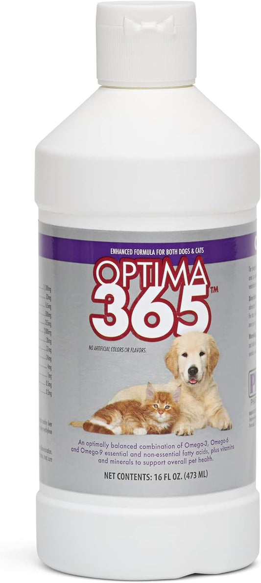 PRN Pharmacal OPTIMA 365 Essential Fatty Acids Supplement for Cats & Dogs - Omega-3, 6, 9 - 16 Fl Oz