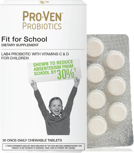 Pro-Ven Chewable Probiotics for Kids | 30 Strawberry Tablets | Ages 4-16 | 12.5 Billion CFUs | Immune & Digestive Support