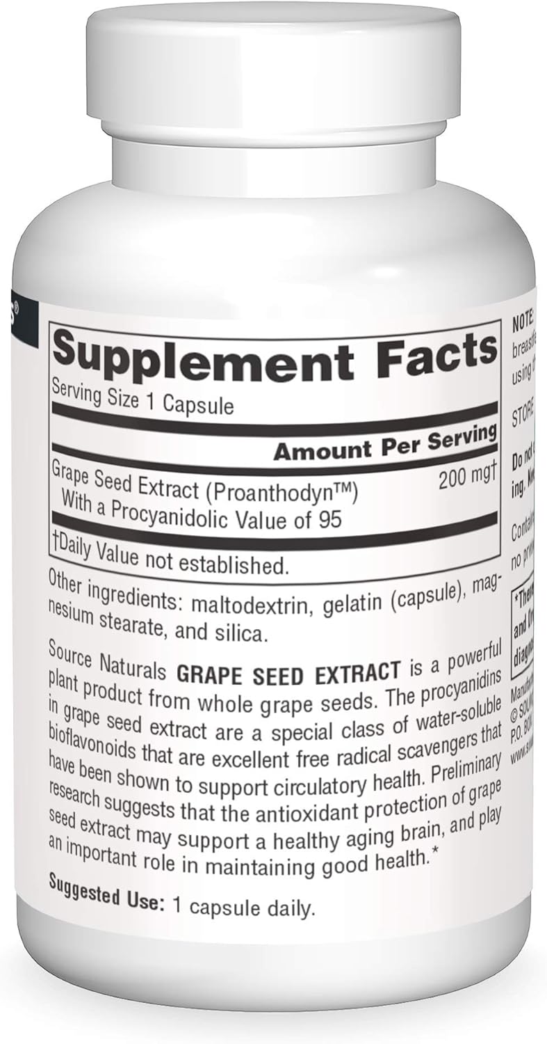 Proanthodyn Grape Seed Extract Capsules - 200mg, Antioxidant Support for Healthy Aging Brain - 60 Count