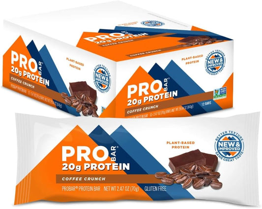 PROBAR Coffee Crunch Protein Bars - 12 Count, Non-GMO, Gluten-Free, Plant-Based, Natural Energy, Whole-Food Ingredients
