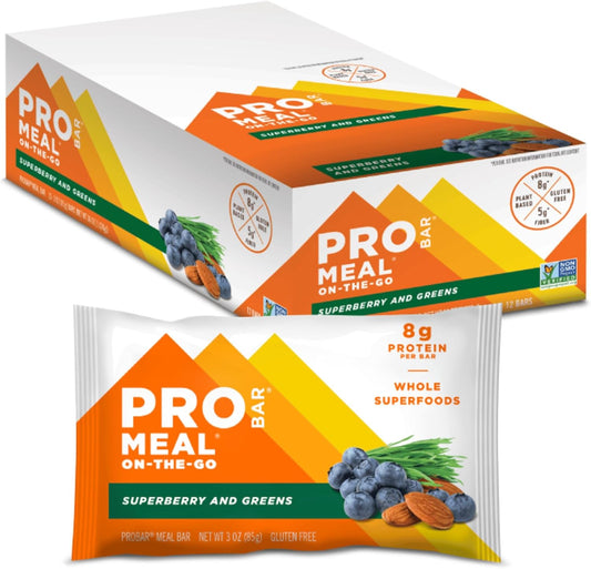 PROBAR Superberry & Greens Meal Bar - 12 Count, Plant-Based, Non-GMO, Gluten-Free, Natural Energy Boost