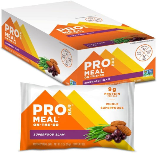 PROBAR Superfood Slam Meal Bars - Non-GMO, Gluten-Free, Plant-Based, Whole-Food Ingredients for Natural Energy - 12 Count