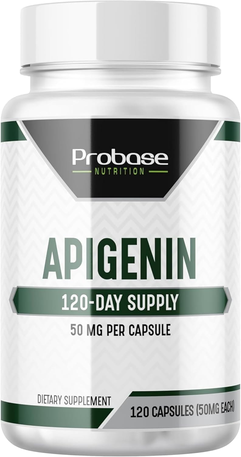 Probase Nutrition Apigenin Capsules 50mg - Non-GMO, Vegan, Gluten Free - Herbal Relaxation Support - 4 Month Supply