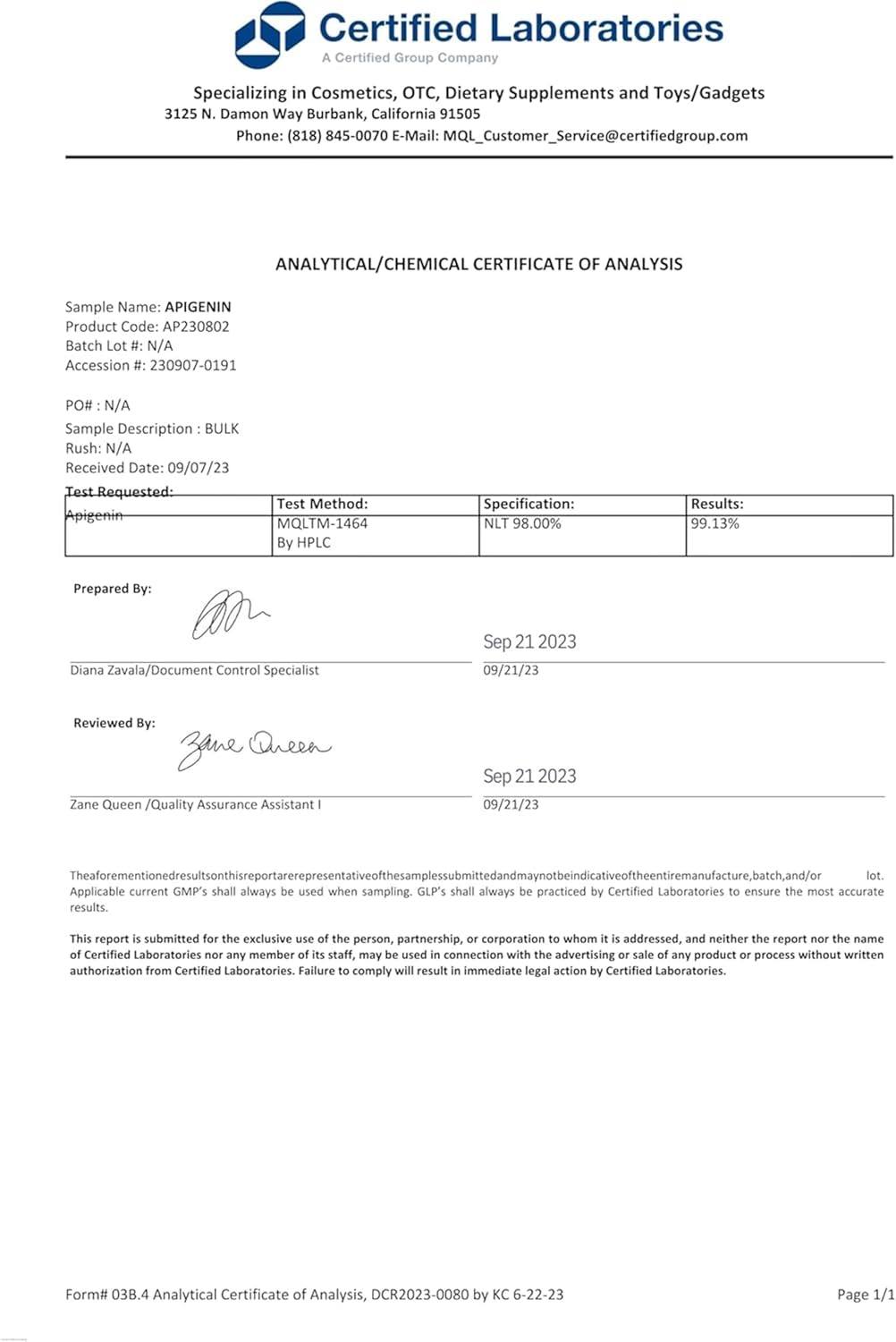 Probase Nutrition Apigenin Capsules 50mg - Non-GMO, Vegan, Gluten Free - Herbal Relaxation Support - 4 Month Supply