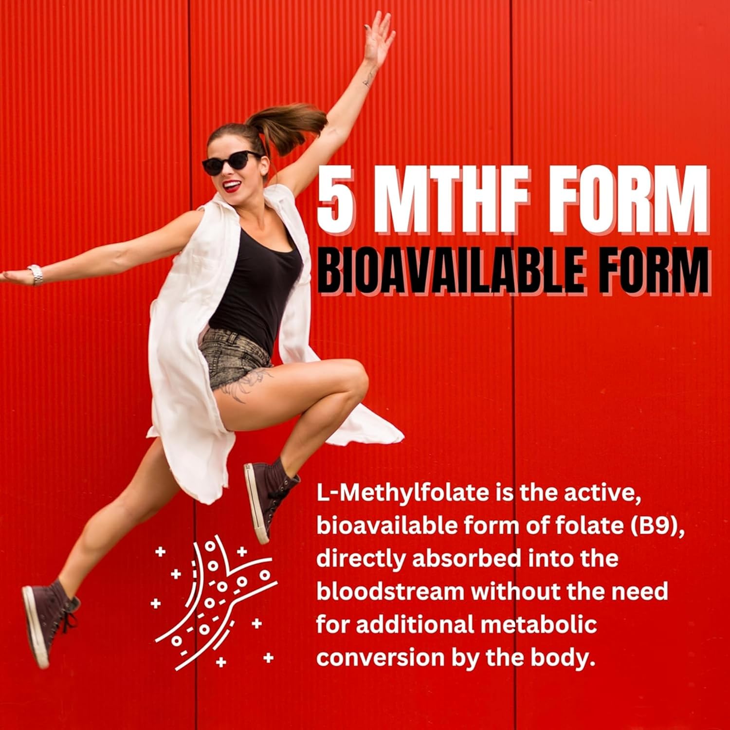 Probase Nutrition L-Methyl Folate 15mg Capsules - Professional Strength 5-MTHF Formula for Mood, Methylation, and Cognition - Vegan and Gluten-Free - 60 Count