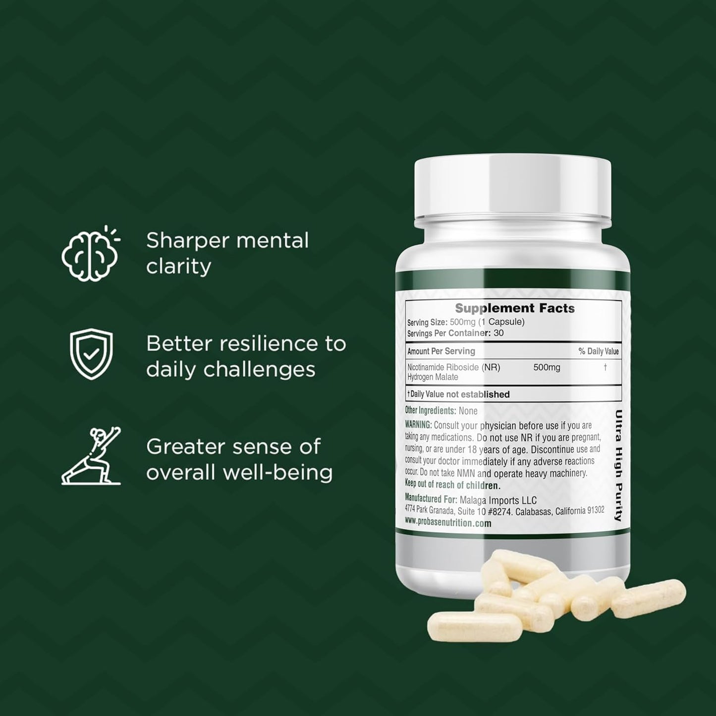Probase Nutrition Nicotinamide Riboside Capsules - NAD+ Supplement for Anti-Aging & Vitality (3 Pack)