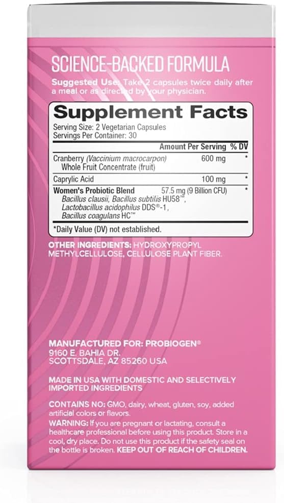 Probiogen Women's Daily Vitality Probiotic with Smart Spore Technology, White, 60 Count