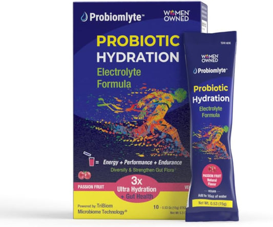 Probiomlyte Passion Fruit Probiotic Hydration Amplifier with TriBiom Microbiome Technology