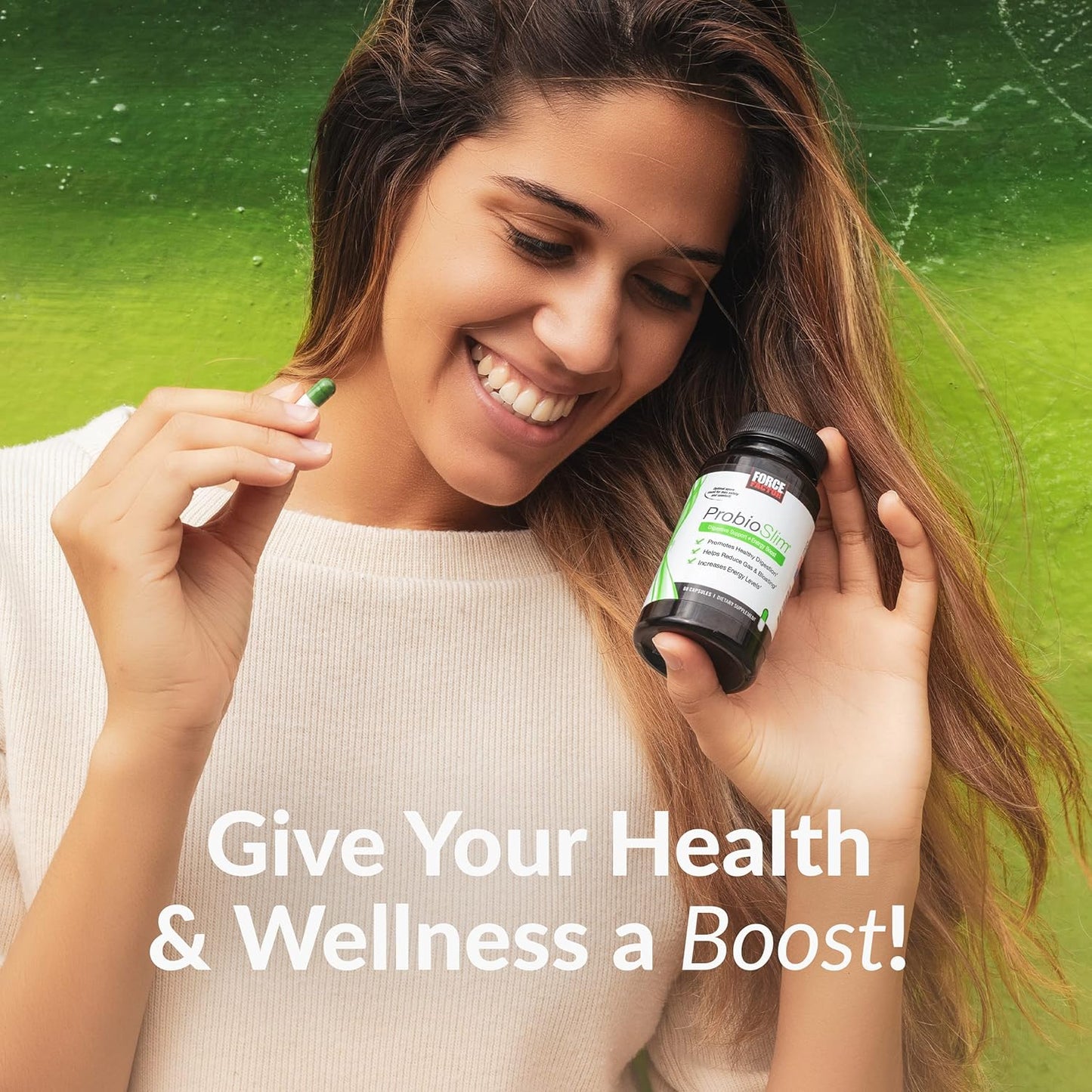 ProbioSlim Probiotic Supplement for Digestive Health - 120 Capsules Twin Pack with Probiotics & Green Tea Extract - Reduce Gas, Bloating, Constipation - Men & Women Friendly