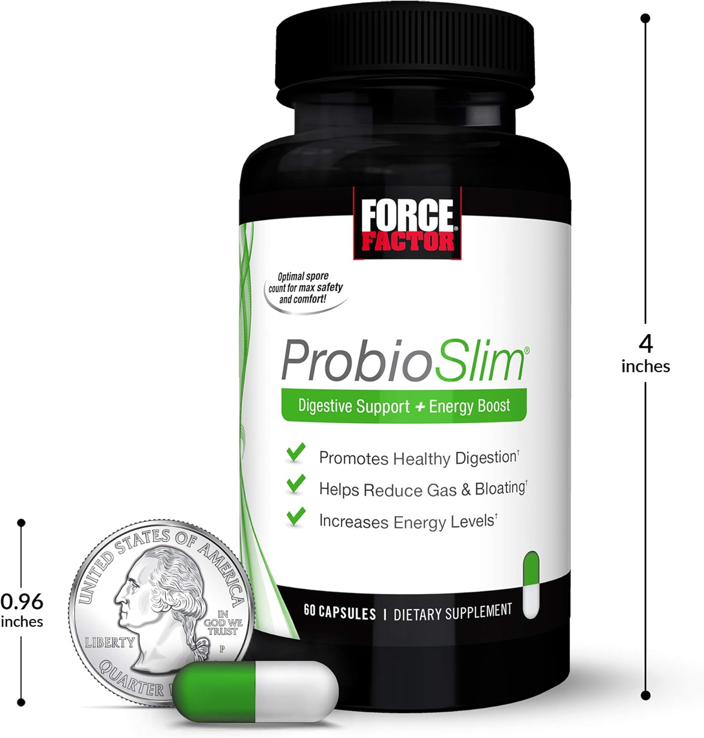 ProbioSlim Probiotic Supplement for Digestive Health - 120 Capsules Twin Pack with Probiotics & Green Tea Extract - Reduce Gas, Bloating, Constipation - Men & Women Friendly
