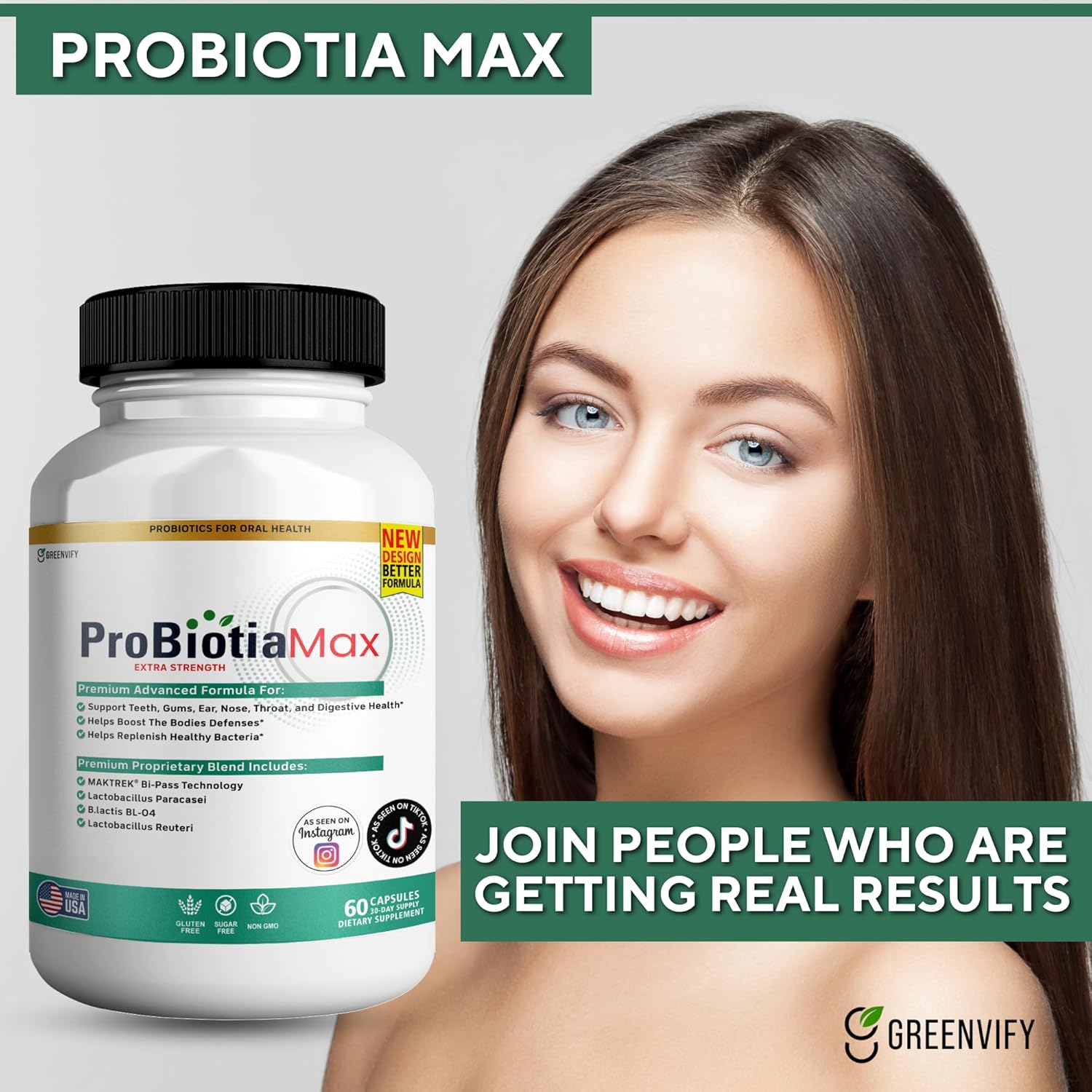 ProBiotia Max 40 Billion CFU Oral Probiotic Supplement for Teeth and Gum Health - 60 Capsules, Gluten Free