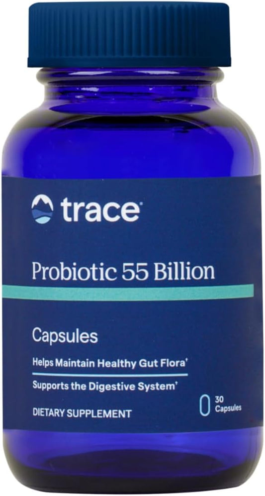 Probiotic 55 Billion with Trace Minerals - Gut Health Support Supplement - Boost Digestive Health with Probiotics & Prebiotics - 30 Capsules