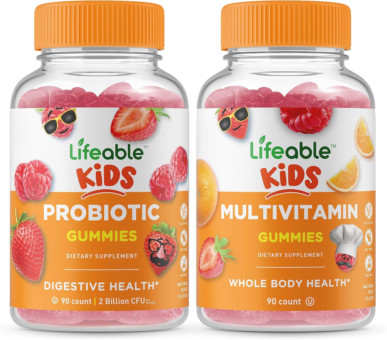 Probiotic and Multivitamin Gummies Bundle for Kids - 2 Billion CFU, Gluten Free, GMO Free, Chewable with Great Taste